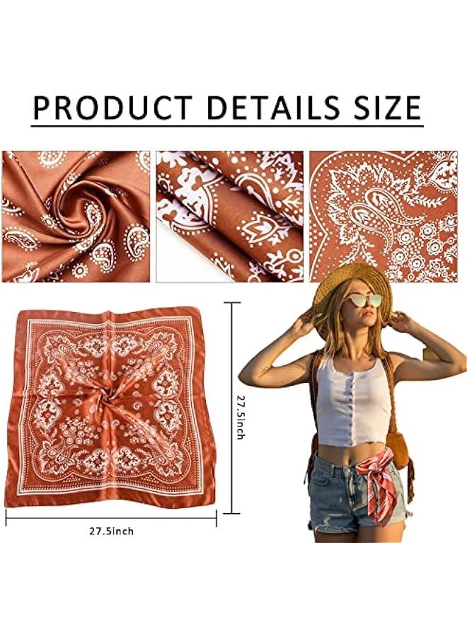 Arabest Gifts for Women Head Scarf for Women Hair Bandanas Silk Feeling Neckerchief Scarf for Girls Aesthetic Accessory (YGH-Br, 27.5 * 27.5) - Image 2