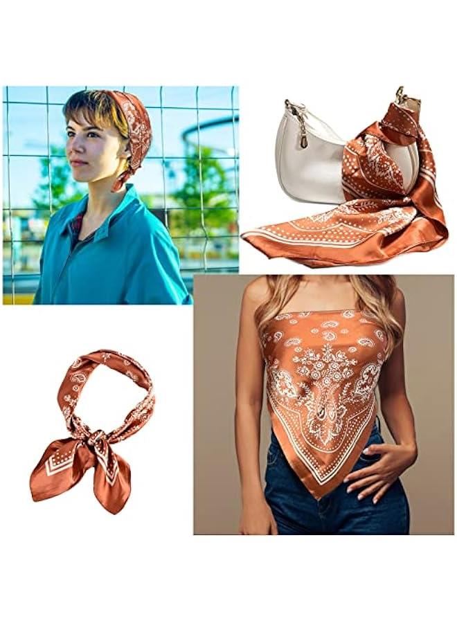 Arabest Gifts for Women Head Scarf for Women Hair Bandanas Silk Feeling Neckerchief Scarf for Girls Aesthetic Accessory (YGH-Br, 27.5 * 27.5) - Image 3