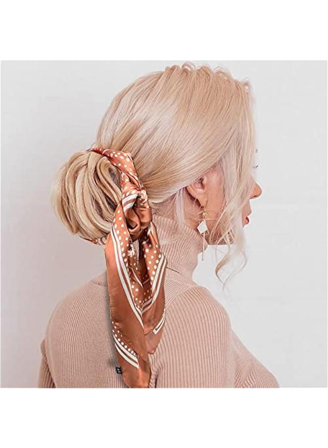 Arabest Gifts for Women Head Scarf for Women Hair Bandanas Silk Feeling Neckerchief Scarf for Girls Aesthetic Accessory (YGH-Br, 27.5 * 27.5) - Image 4