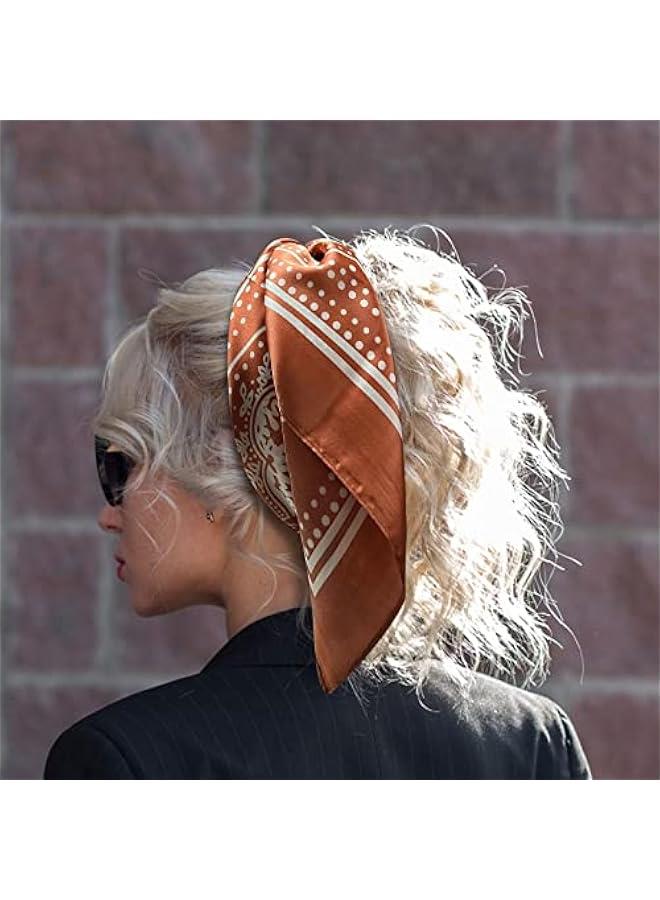 Arabest Gifts for Women Head Scarf for Women Hair Bandanas Silk Feeling Neckerchief Scarf for Girls Aesthetic Accessory (YGH-Br, 27.5 * 27.5) - Image 5