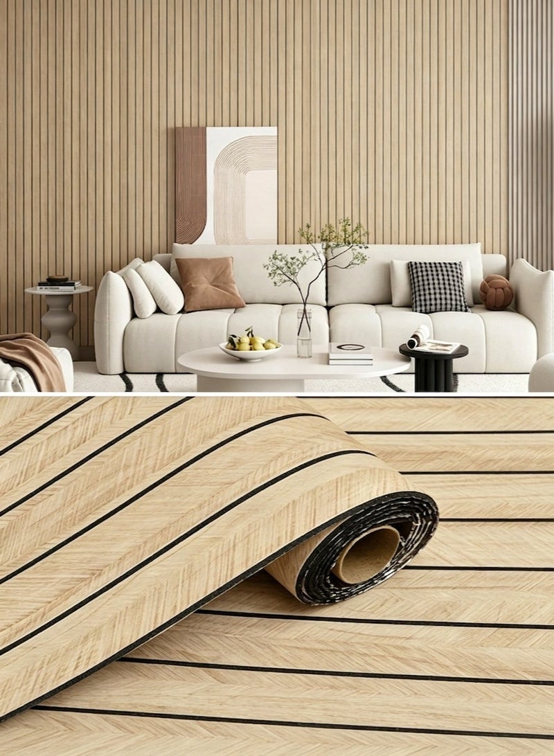 RAWAID Wood Grain Slat 3D Wall Panel,Grain Self Adhesive,Peel and Stick PVC Slat,Soundproof Faux Wood Wallpaper,Panels for Interior Wall Decor Fluted Textured Panel - Image 1