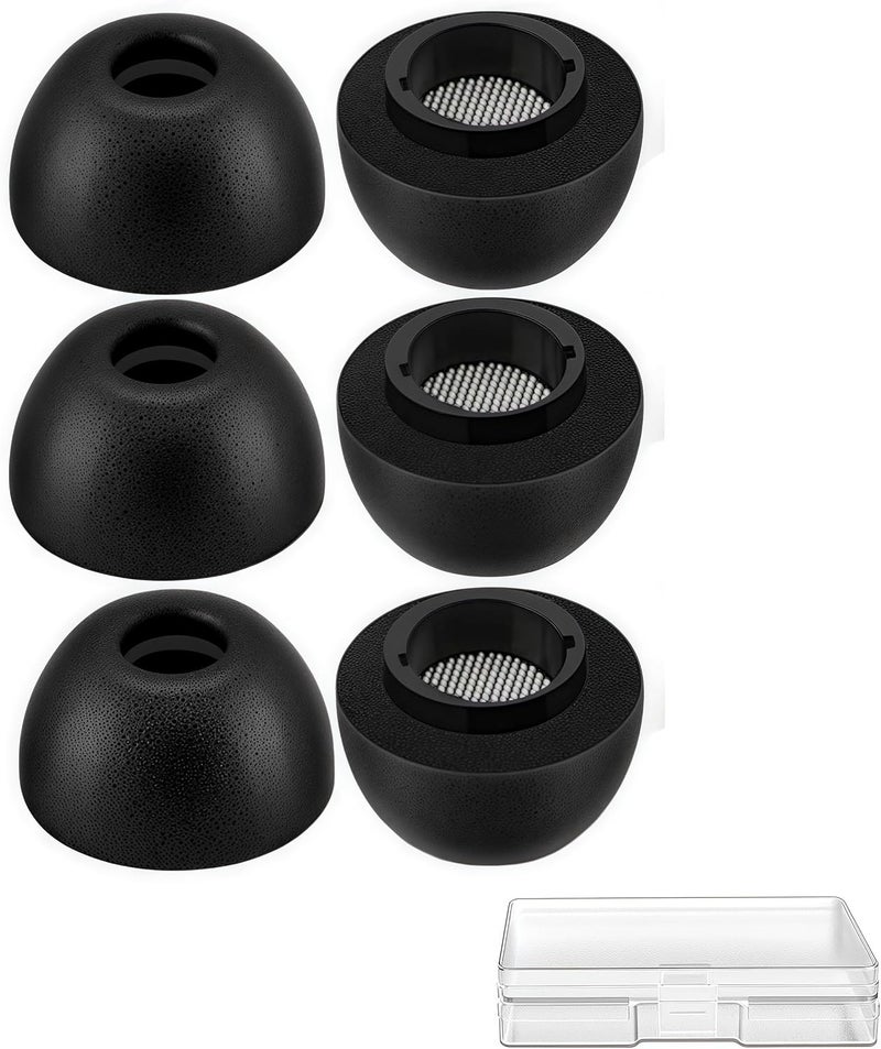 أطراف أذن رغوة الذاكرة من Rhinent لسماعات Samsung Galaxy Buds3 Pro (تناسب علبة الشحن) علبة مدمجة، أطراف بديلة مريحة للغاية وعازلة للضوضاء للصالات الرياضية والسفر والعمل - 3 أزواج متوسطة - Image 1