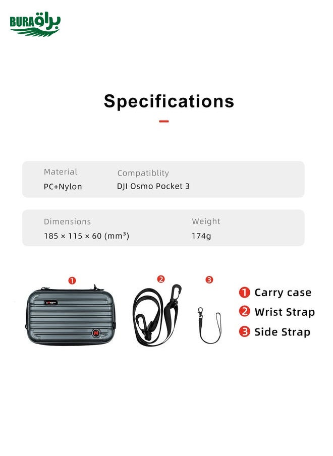 BURAQ For DJI Osmo Pocket 3 aMagisn Small Organizer Bag Sports Camera Protective Accessories(Deep Gray)  - Image 3