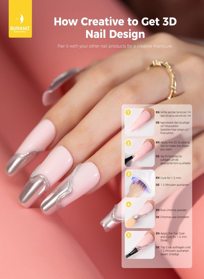 BURANO 3D Clear Nail Sculpting Gel, 15G Nail Glue Gel for Nail Art Designs, Clear Gel Polish Molding Gel for Drawing, Liner Gel for Sculpture and Decoration (1 Bottle) - Image 4