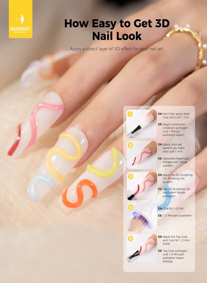 BURANO 3D Clear Nail Sculpting Gel, 15G Nail Glue Gel for Nail Art Designs, Clear Gel Polish Molding Gel for Drawing, Liner Gel for Sculpture and Decoration (1 Bottle) - Image 3