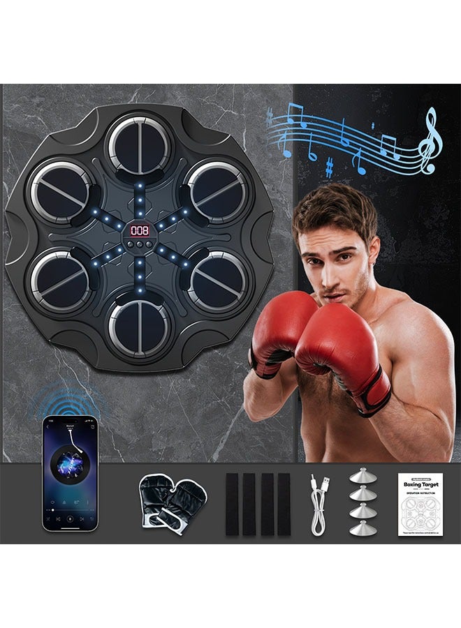 آلة ملاكمة الموسيقى، آلة جبل جدار الملاكمة للأطفال البالغين، آلة تدريب الملاكمة الذكية بلوتوث مع قفازات الملاكمة، هدف معدات الملاكمة للمنزل، المكتب، صالة الألعاب الرياضية - Image 1