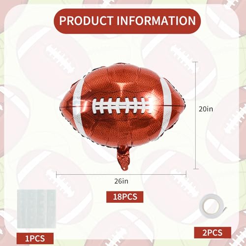 Vuzvuv 18Pcs Football Balloons18 Inch Football Foil Balloons Football Party Balloons Decorations for Sports Themed Party Tailgate Game Day Football Themed Birthday Party Supplies - Image 5
