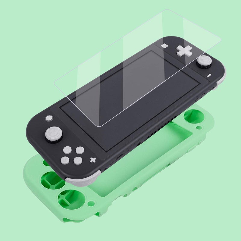 CHINFAI Silicone Protective Case for Nintendo Switch Lite, Soft Grip Case Cover with Comfort Ergonomic Handles for Nintendo Switch Lite 2019 [Self Stand][4 Thumb Stick Caps] (Silicone Grip-Green) - Image 3