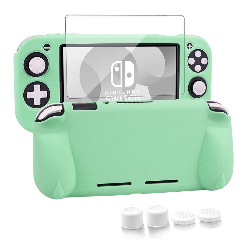 CHINFAI Silicone Protective Case for Nintendo Switch Lite, Soft Grip Case Cover with Comfort Ergonomic Handles for Nintendo Switch Lite 2019 [Self Stand][4 Thumb Stick Caps] (Silicone Grip-Green) - Image 1