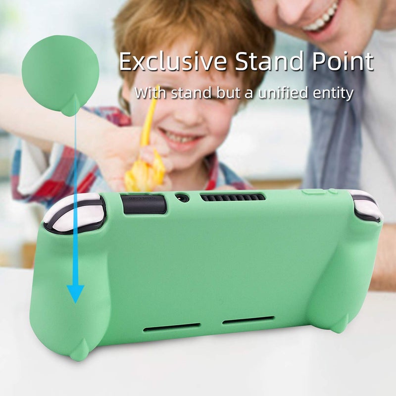 CHINFAI Silicone Protective Case for Nintendo Switch Lite, Soft Grip Case Cover with Comfort Ergonomic Handles for Nintendo Switch Lite 2019 [Self Stand][4 Thumb Stick Caps] (Silicone Grip-Green) - Image 5