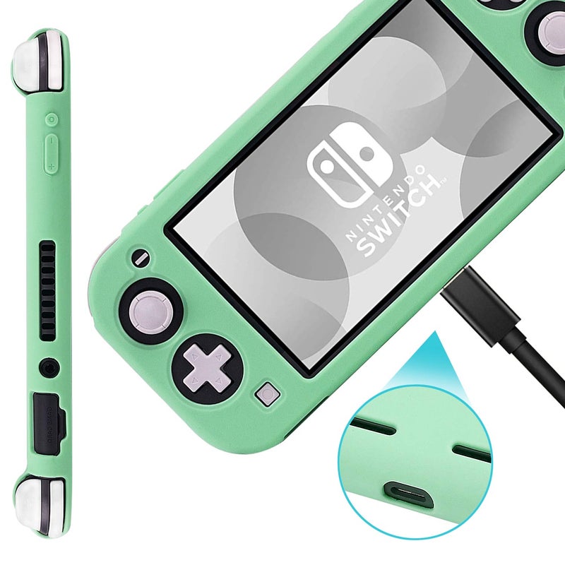 CHINFAI Silicone Protective Case for Nintendo Switch Lite, Soft Grip Case Cover with Comfort Ergonomic Handles for Nintendo Switch Lite 2019 [Self Stand][4 Thumb Stick Caps] (Silicone Grip-Green) - Image 4
