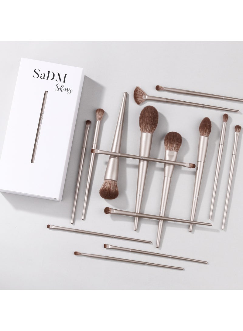 SaDM Shiny 15-Piece Professional Makeup Brush Set – Complete Face & Eye Brush Collection for Every Look - Image 3