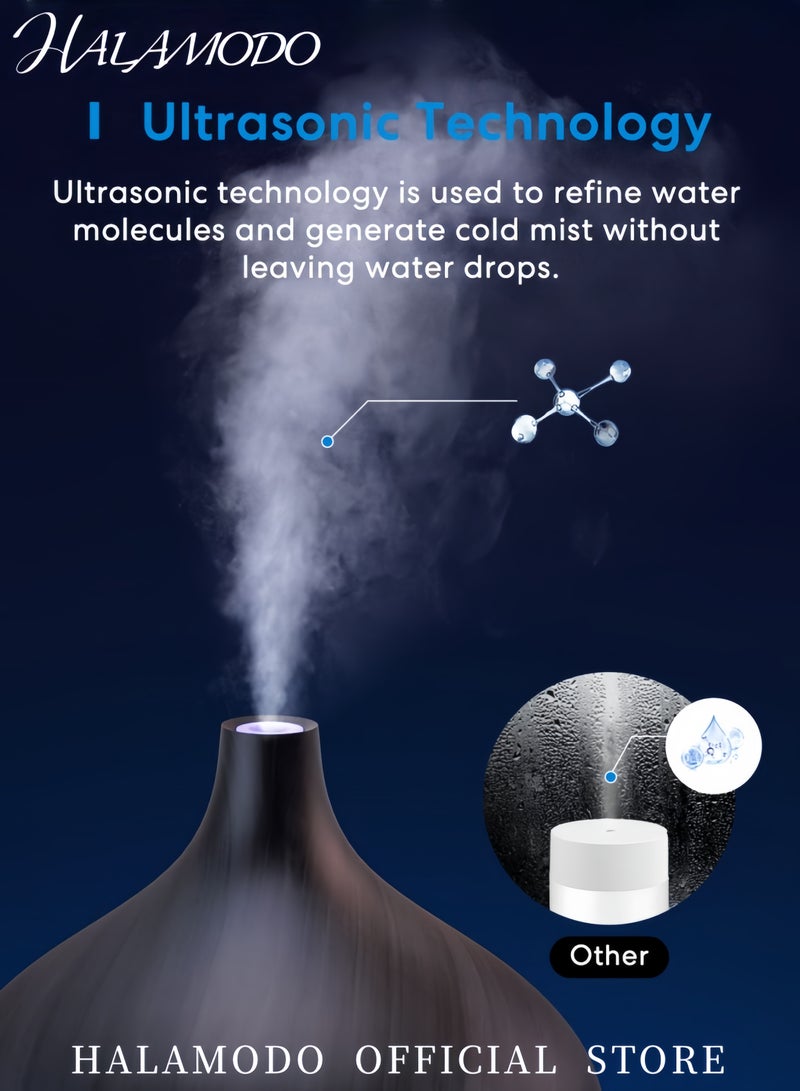 هالامودو مرطب جو محمول برذاذ عطري مع جهاز تحكم عن بعد ١١ واط، بني داكن - Image 2