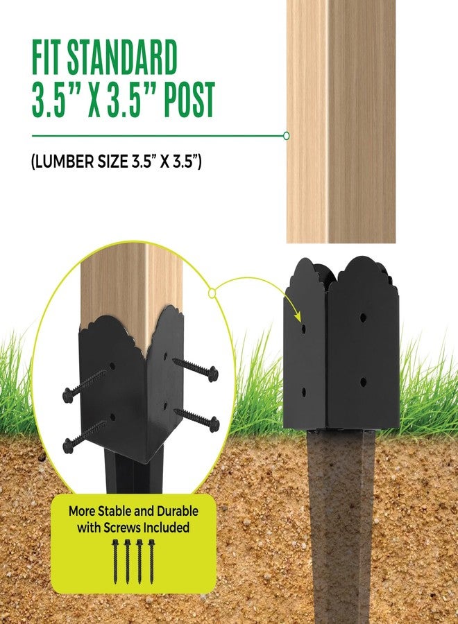 WIMART Fence Post Anchor 4''x4'', Heavy Duty Metal Fence Post Anchor Ground Spike 24''x4''x4'' for Fence, Mailbox, Bird Feeder, Decking, Banner, with The Black Powder Coating Cover on The Surface (Set 2) - Image 3
