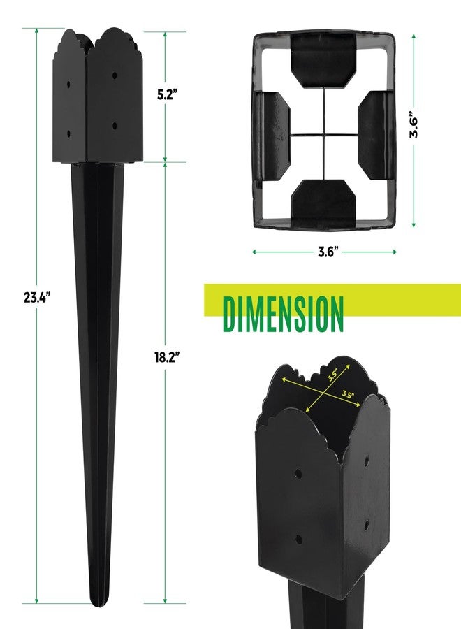 WIMART Fence Post Anchor 4''x4'', Heavy Duty Metal Fence Post Anchor Ground Spike 24''x4''x4'' for Fence, Mailbox, Bird Feeder, Decking, Banner, with The Black Powder Coating Cover on The Surface (Set 2) - Image 2