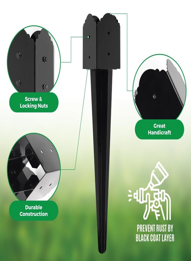 WIMART Fence Post Anchor 4''x4'', Heavy Duty Metal Fence Post Anchor Ground Spike 24''x4''x4'' for Fence, Mailbox, Bird Feeder, Decking, Banner, with The Black Powder Coating Cover on The Surface (Set 2) - Image 4