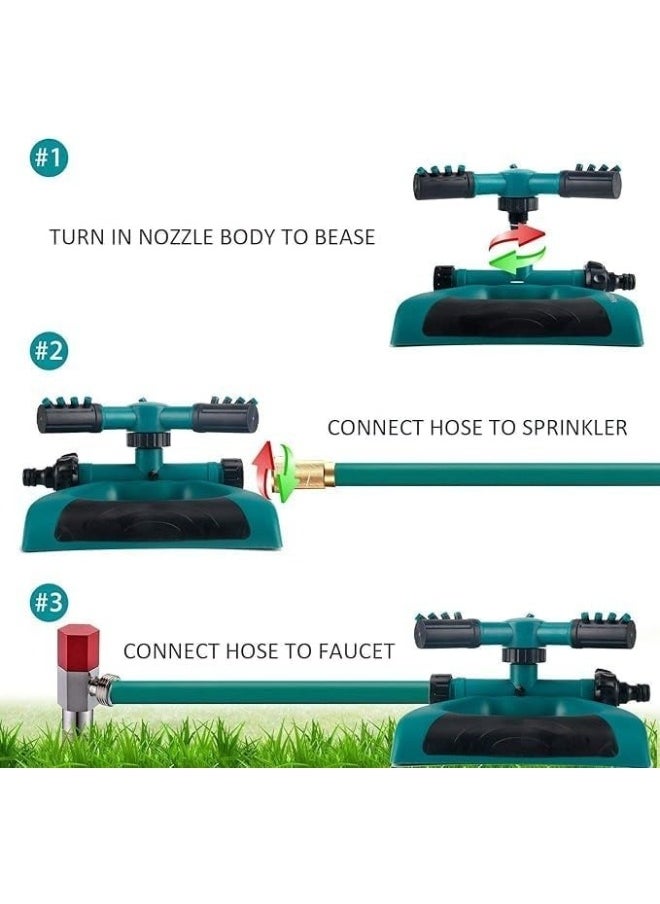 Happy Home - 360 Degree Rotating Triple Arm Sprinkler Provides Side Water Coverage Over A Large Area Of ​​The Garden (Hose Not Included) - Image 1