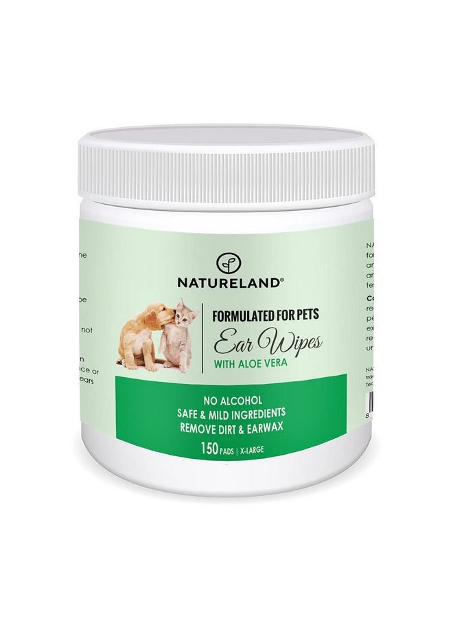 Natureland - [150 Pcs ExtraLarge] Natureland Dog Ear Wipes  Extra Large Pads [170%]  Otic Cleaning Wipes For Infections And Controlling Ear Infections And Ear Odor In Pets - Image 1