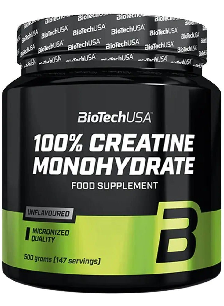 BioTechUSA 100% Micronized Creatine Monohydrate Powder, Unflavoured Easy-Mix Sports Nutrition Supplement, 3 g Creatine Per Serving, 500 g, 147 Servings - Image 1