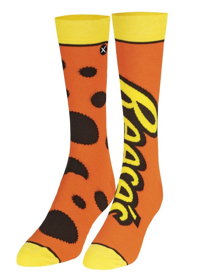 Odd Sox - Reese's Peanut Butter Cup Crew Socks - Split Design Candy Novelty Sock - Size Large for Men & Women - Fun Chocolate Cool Apparel - Comfy Cotton Blend - Gift for Foodies Birthdays Holidays - Image 1