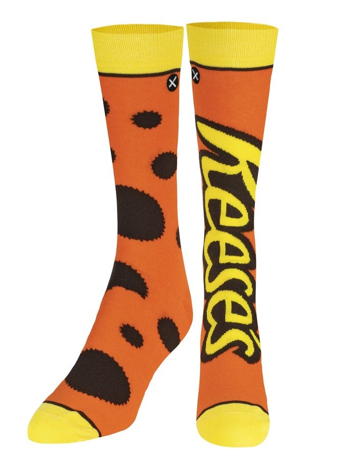 Odd Sox - Reese's Peanut Butter Cup Crew Socks - Split Design Candy Novelty Sock - Size Large for Men & Women - Fun Chocolate Cool Apparel - Comfy Cotton Blend - Gift for Foodies Birthdays Holidays - Image 2