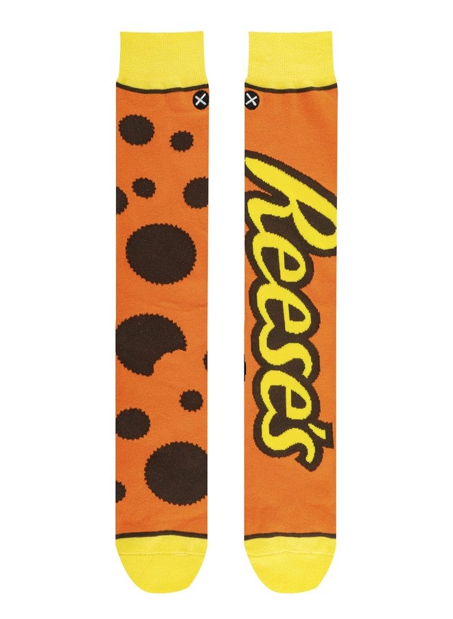 Odd Sox - Reese's Peanut Butter Cup Crew Socks - Split Design Candy Novelty Sock - Size Large for Men & Women - Fun Chocolate Cool Apparel - Comfy Cotton Blend - Gift for Foodies Birthdays Holidays - Image 5
