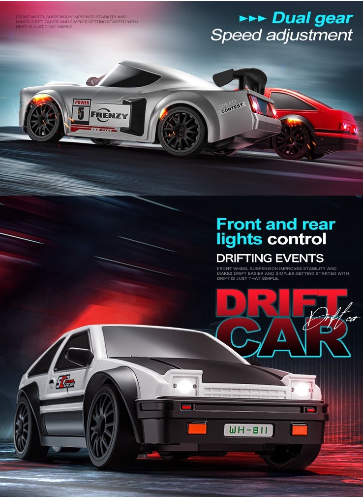 Harvestoy Harvestoy RC Drifting Car, 1:24 Scale, 4WD, High Speed ​​Remote Control Car, Truck with LED Light, Two Batteries, Drift Tires, Racing Sports Toy Car, Suitable for Adults, Boys and Girls, Children  - Image 4