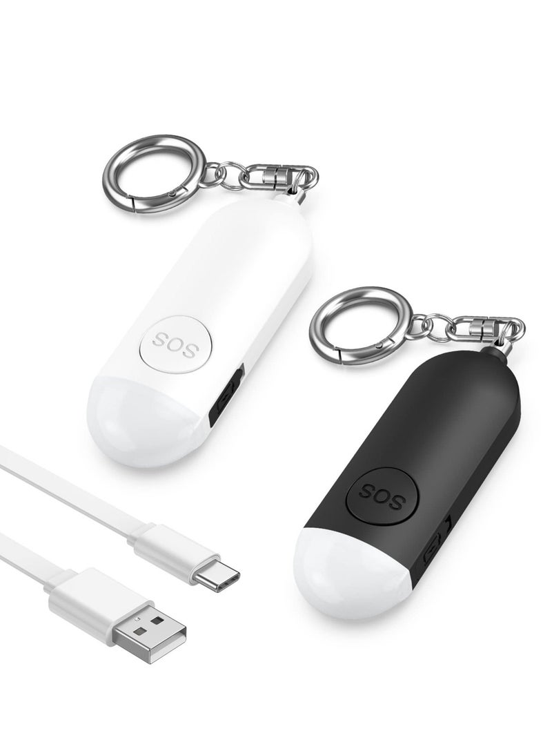 Personal Alarm Siren 2 Pcs 130dB Dual Speakers Rechargeable LED Light Ideal for Women Elderly Children Students and Night Shift Workers - Image 1