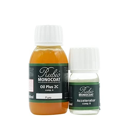 Rubio Monocoat تشطيب زيت الخشب من روبيو مونوكوت 65 قدم² - نقي | زيت بلس 2C | سريع الجفاف، زيت خشب كتان صديق للبيئة للاستخدام الداخلي، يشمل المعجل (الجزء ب) | واقي | 130 مل - Image 4