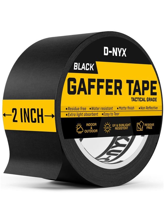 D-NYX Gaffer Tape 2" x 1 Pack Black Gaffing Tape Heavy Duty No Residue Matte Finish Non Reflective Multipurpose Premium Heavy Duty Black Frog Tape Heavy Duty Cloth Tape - Image 1