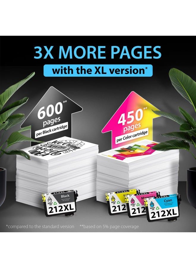 Smart Ink Remanufactured Ink Cartridge Replacement for Epson T212 212XL 212 XL (BK/C/M/Y 4 Combo Pack) to use with Workforce WF-2830 WF-2850 Expression Home XP-4100 XP-4105 - Image 4