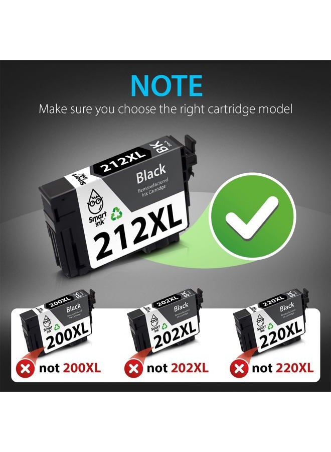 Smart Ink Remanufactured Ink Cartridge Replacement for Epson T212 212XL 212 XL (BK/C/M/Y 4 Combo Pack) to use with Workforce WF-2830 WF-2850 Expression Home XP-4100 XP-4105 - Image 2