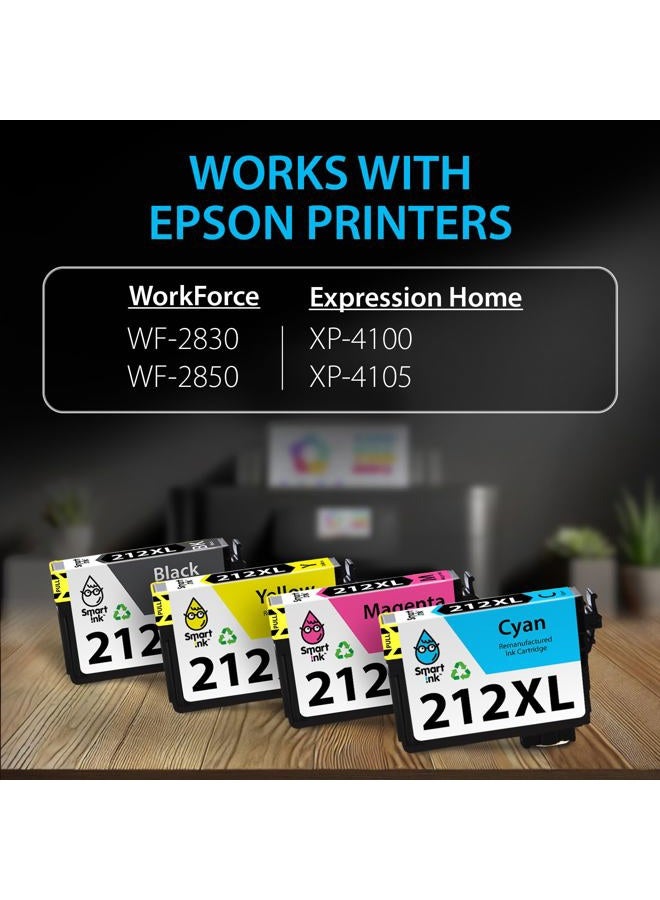 Smart Ink Remanufactured Ink Cartridge Replacement for Epson T212 212XL 212 XL (BK/C/M/Y 4 Combo Pack) to use with Workforce WF-2830 WF-2850 Expression Home XP-4100 XP-4105 - Image 3