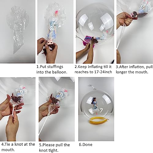 Efay Wide Neck Clear Balloons for Stuffing, 25Pack 24inch Large Pre Stretched Wide Opening Bubble BoBo Balloons for Party Decor - Image 4