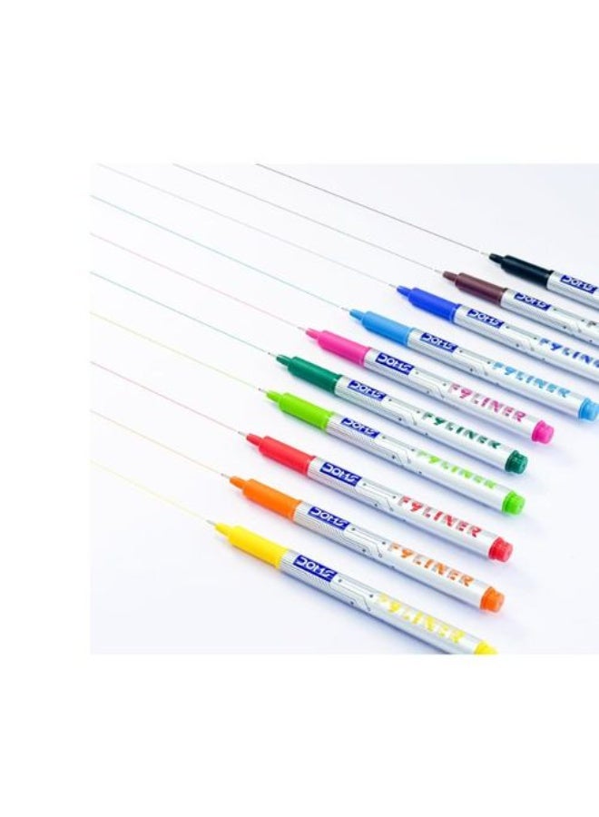 DOMS F9 Fine Liner Set Of 10 Assorted Shades 0.5 Mm Unique Push Resistant Metal Tip Water Based Ink Ideal For Writing, Drawing & Sketching - Image 1