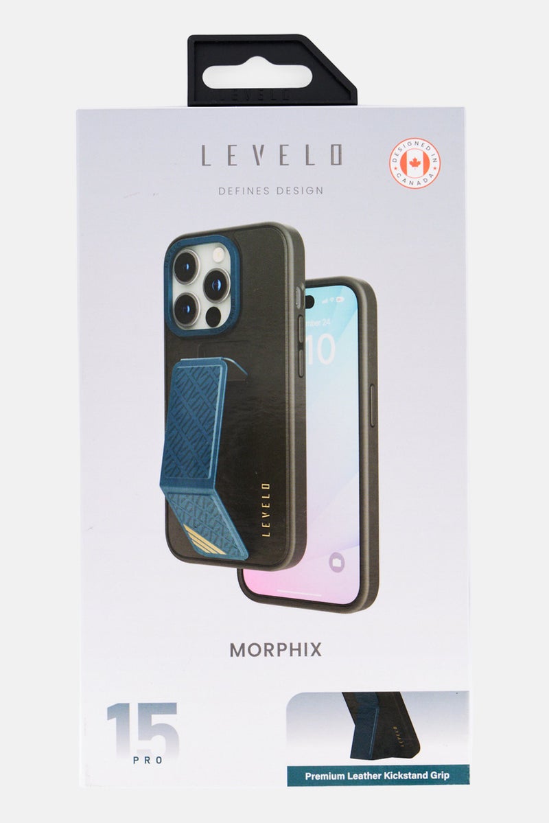 LEVELO iPhone 15 Pro Morphix Kickstand Grip Case, Black - Image 1