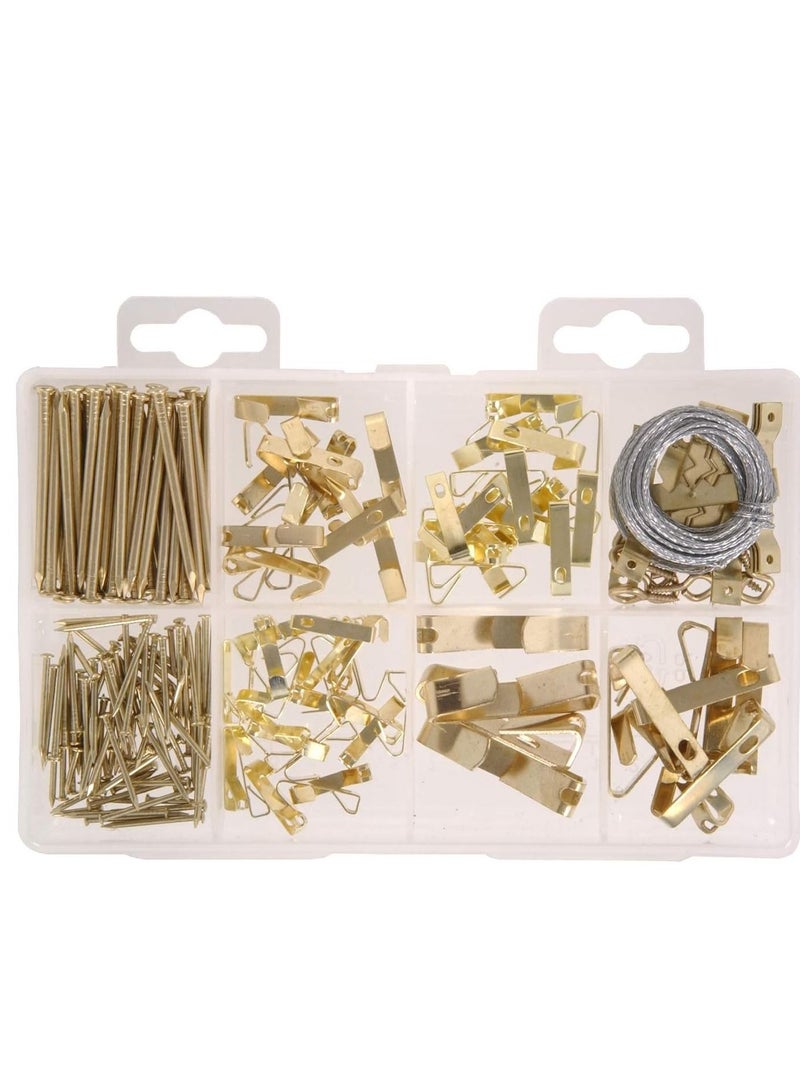 Y&D Picture Hanger Assortment Kit 200 Pieces Includes Screws Nails D Ring Hooks Wire Serrated Heavy Duty - Image 1