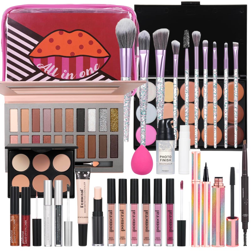 pomcral Travel Makeup Kit, Makeup Kit For Women Full Kit, Make up Kit for Girls Ages 8-12, Makeup Set For Teens Girls Beginner Make Up Kits For Adult Holiday Gift Set - Image 1