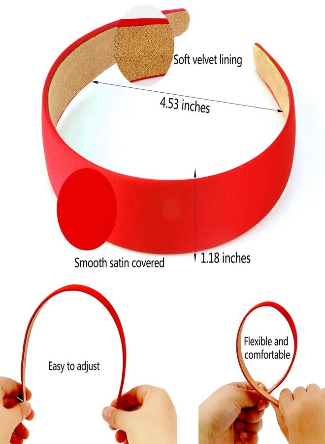 SuPoo 2 Pack Red Headbands for Women Non-Slip Silk Satin Headbands 1.18 Inch Fashion DIY Hair Band Trendy y2k Holiday Hair Accessories Diademas Para Mujer Gifts - Image 5