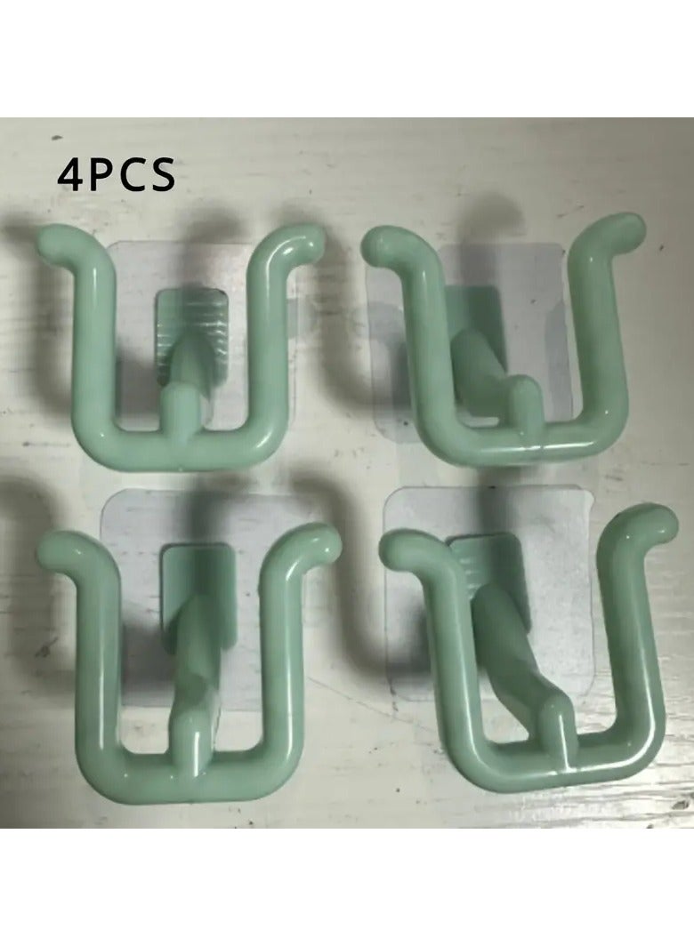 4 Pieces Hook Hook Holder Plastic Special For Hanging Slippers Or Flip Flops Easy To Install And Use Self Adhesive No Nails Or Holes In The Wall Saves Space And A Wall Shoe Organizer To Be Placed In The Bathroom Or At The Entrance Or In The Bedroom Useful For Organizing The Place Of Shoes And Easy Access To Them Or For Drying Shoes After Washing The Product Is Waterproof Green Color  - Image 1