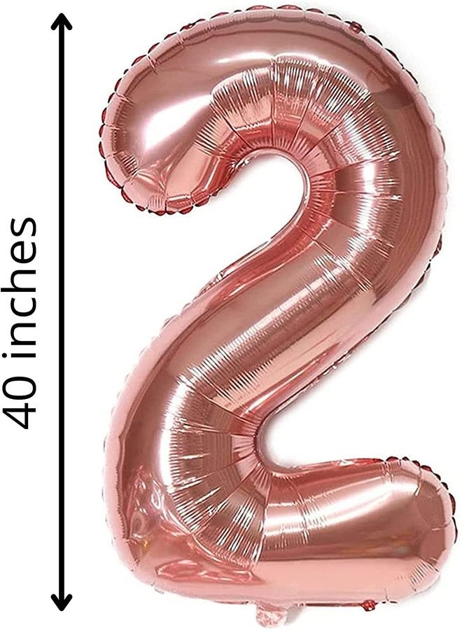 DelightBox 40 Inch Rose Gold Jumbo 2 Number Balloons Huge Giant Balloons Foil Mylar Number Balloons for Birthday Party,Wedding, Bridal Shower Engagement Photo Shoot, Anniversary (Rose Gold,Number 2) - Image 3