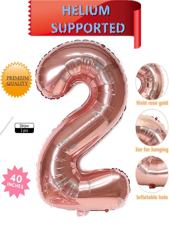DelightBox 40 Inch Rose Gold Jumbo 2 Number Balloons Huge Giant Balloons Foil Mylar Number Balloons for Birthday Party,Wedding, Bridal Shower Engagement Photo Shoot, Anniversary (Rose Gold,Number 2) - Image 4