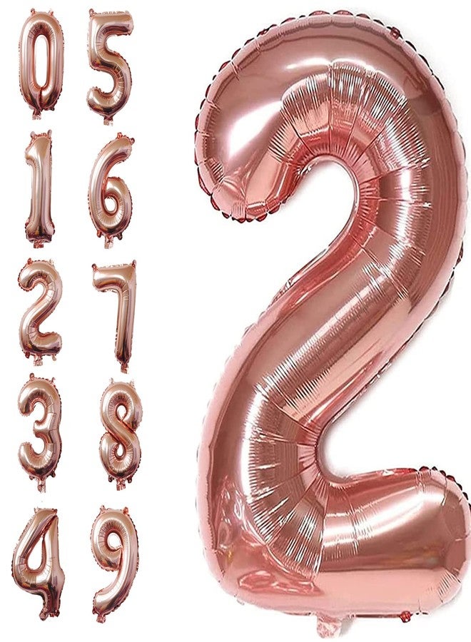 DelightBox 40 Inch Rose Gold Jumbo 2 Number Balloons Huge Giant Balloons Foil Mylar Number Balloons for Birthday Party,Wedding, Bridal Shower Engagement Photo Shoot, Anniversary (Rose Gold,Number 2) - Image 2
