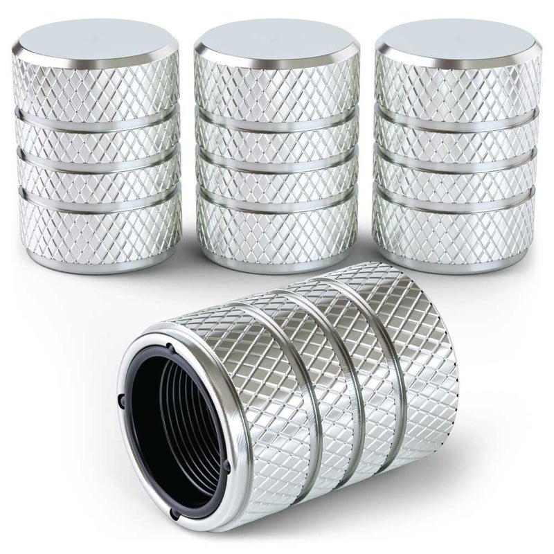 PC Autoworks Aluminum Tire Valve Stem Caps AntiRust Premium Anodized Aluminum CorrosionResistant Easy Install Universal Fit for Car Truck Bike SUV 1 PackSet of 4 Sterling Silver - Image 3