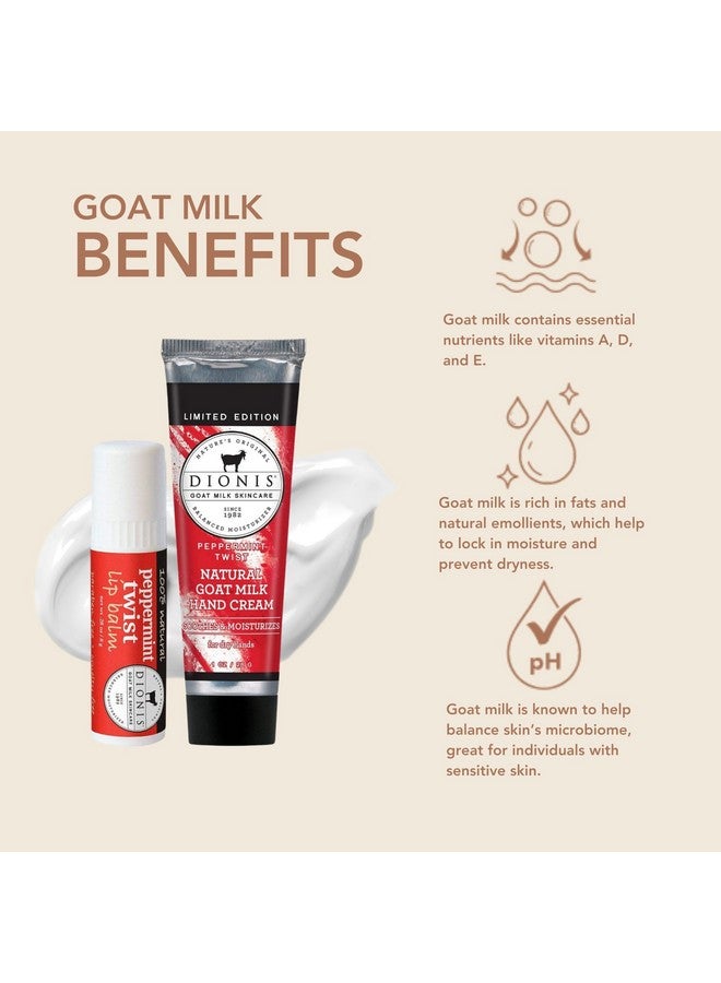 Dionis Goat Milk Skincare Peppermint Twist Scented Hand Cream & Lip Balm Set (1 oz and .28 oz) - Safe For Sensitive Skin, Soothes Chapped Lips and Dry Skin, Cruelty-free and Paraben-free - Image 2