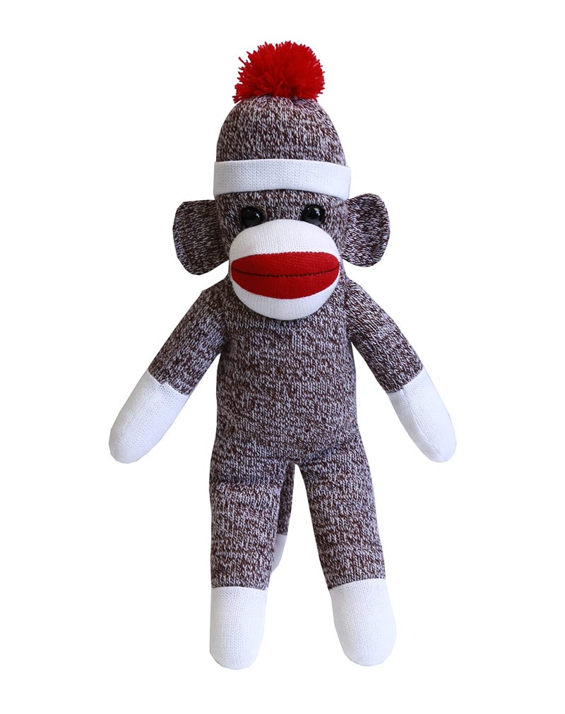 Plushland Adorable Sock Monkey The Original Traditional Hand Knitted Stuffed Animal Toy Giftfor Kids Babies Teens Girls and Boys Baby Doll Present Puppet 16 Brown - Image 3