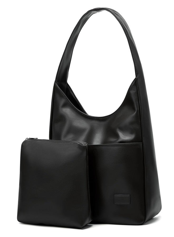 Pocadri Women Tote Handbags Chic Vegan Leather Tote Bag Purse Stylish Casual Trendy Large Soft Shoulder Bag, B-black, One size - Image 1