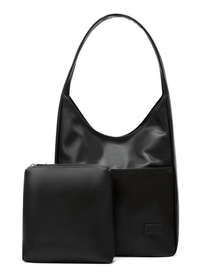 Pocadri Women Tote Handbags Chic Vegan Leather Tote Bag Purse Stylish Casual Trendy Large Soft Shoulder Bag, B-black, One size - Image 3