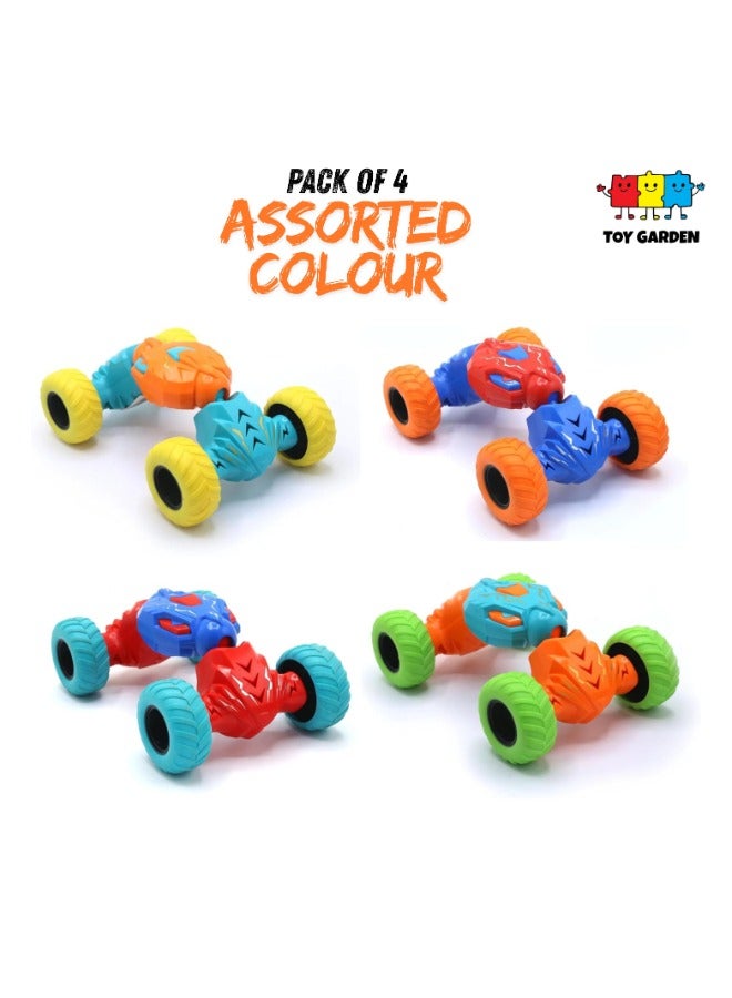 حديقة الألعاب مجموعة من 4 سيارات استعراض قابلة للسحب – ألوان مختلطة | سيارات وحشية بتقنية الدفع بالقصور الذاتي مع ممتصات صدمات مرنة | لا تحتاج بطاريات | لعبة خارج الطريق متينة، هدية للأطفال - Image 1