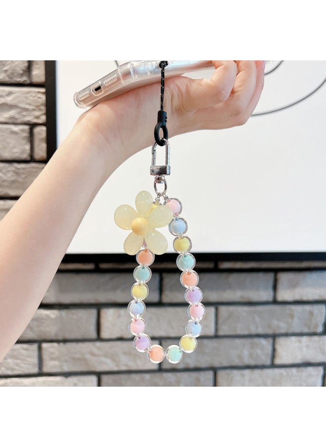 Generic - Fresh Beaded Flower Bracelet DIY Wrist Strap Universal Headphone Bag Mobile Phone Case Candy Color Handheld Chain Accessories-Specifications Support Image Upload:Glacier Blue - Image 1